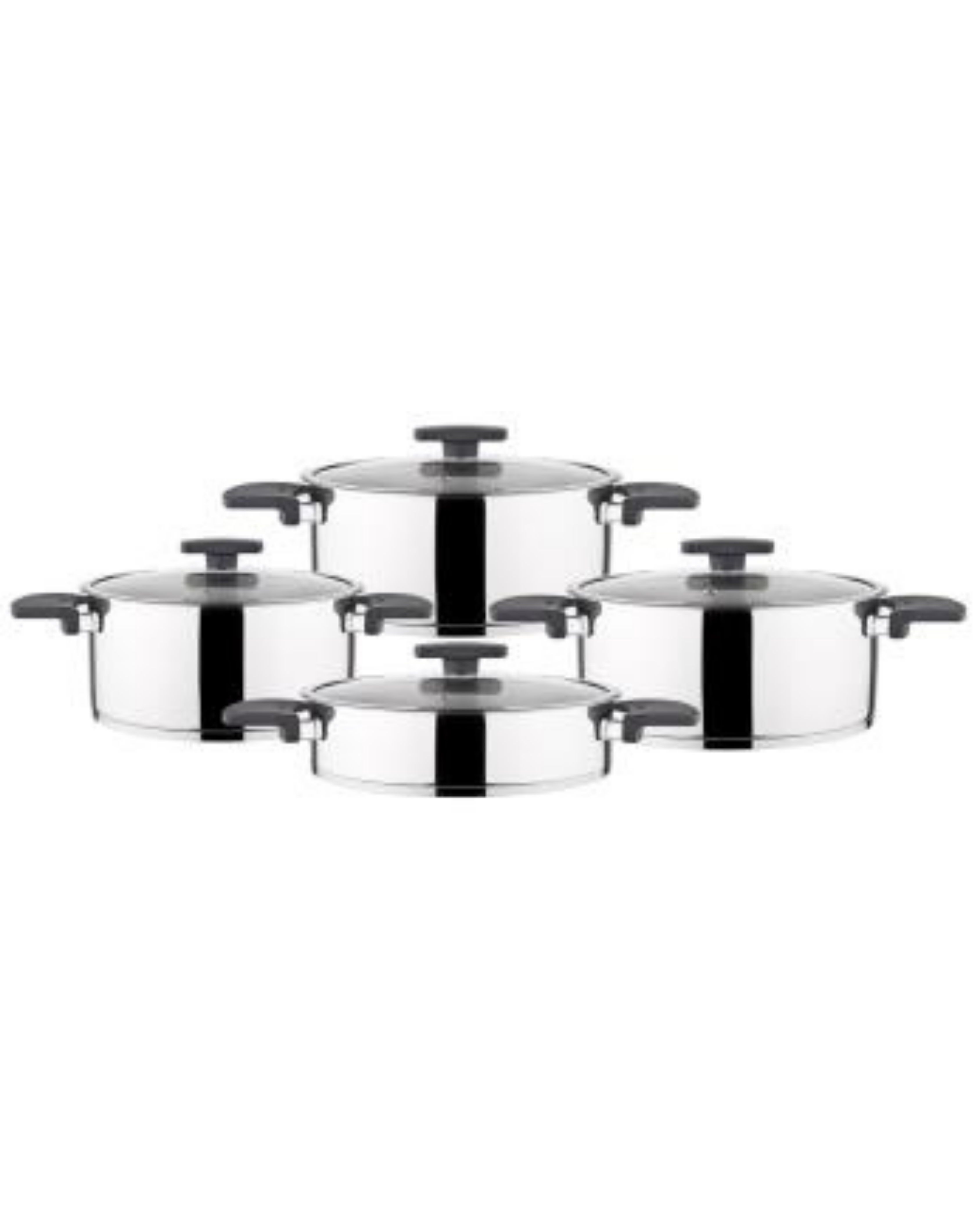 Amboss Enio Siyah 8 Prç. Set ( Derin Tencere + Cam Kapak )