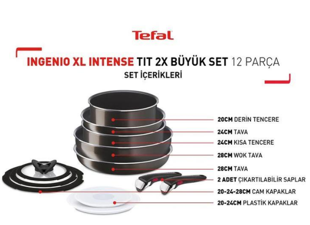 Ingenio XL Intense Titanyum 2X Büyük Set 12 Parça